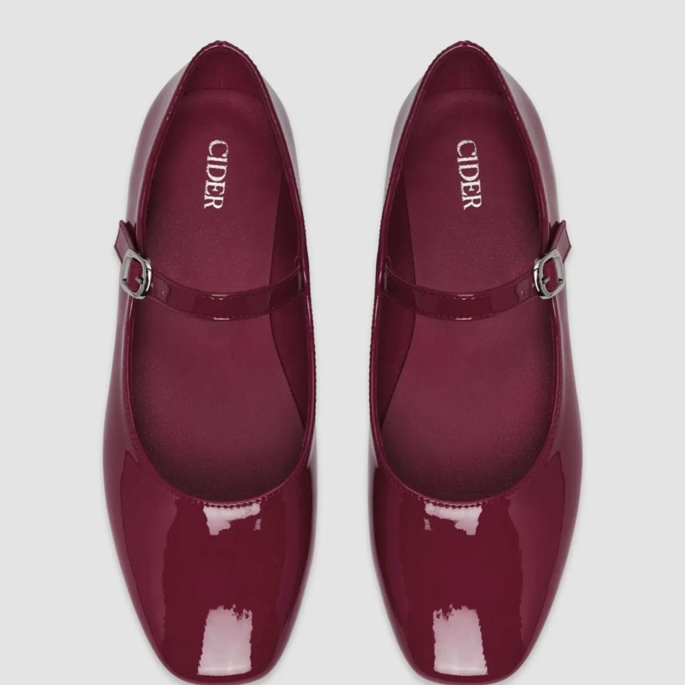 Burgundy Leather Mary Jane Flats